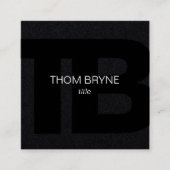 クールモダンプロフェッショナルブラック2文字モノグラム スクエア名刺 (正面)