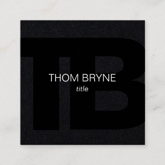 クールモダンプロフェッショナルブラック2文字モノグラム スクエア名刺 (正面)