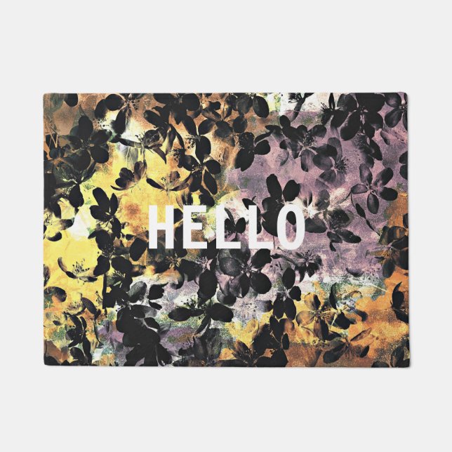 クールモダンユニーク花模様 ドアマット (正面)