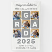 クールモダン卒業カスタム写真コラージュ 横断幕 (縦)