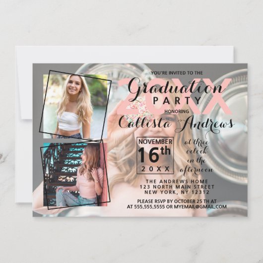 クールモダン卒業年 招待状 (正面)