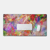 クールモダン抽象芸術大理石カラフルネオンイニシャル デスクマット (キーボード&マウス)