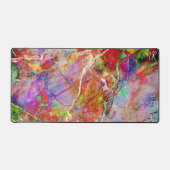 クールモダン抽象芸術大理石カラフルネオンイニシャル デスクマット (正面)