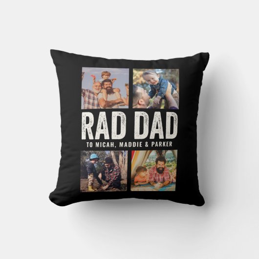 クールモダン素晴らしいパパカスタム写真Kid名写真 クッション (正面)