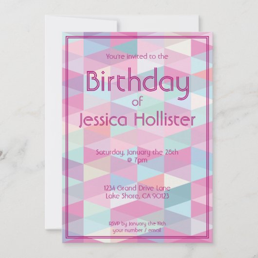 クールモダン誕生日招待状 |三角形 招待状 (正面)