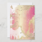 クールモダン赤面ピンク金ゴールド水色きらびやかな 招待状 (裏面)