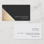 クールモダン金ゴールドブラックおよび金ゴールド幾何学デザイナー 名刺 (正面/裏面)