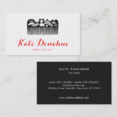 クールモダンHairstylistフローラコームのヘアサロン 名刺 (正面/裏面)