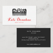 クールモダンHairstylistフローラコームのヘアサロン 名刺 (正面/裏面)