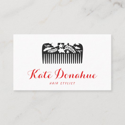 クールモダンHairstylistフローラコームのヘアサロン 名刺 (正面)