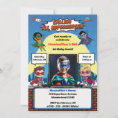 クールモダンSuperhero Cartoon Photo Birthdayパーティー 招待状 (正面)