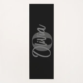 クールモノクロ黒グレーモダンスクリプトモノグラム ヨガマット (正面)