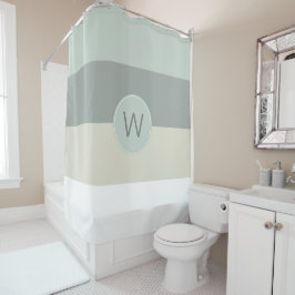クールモノグラム付きミニマストライプリスト シャワーカーテン