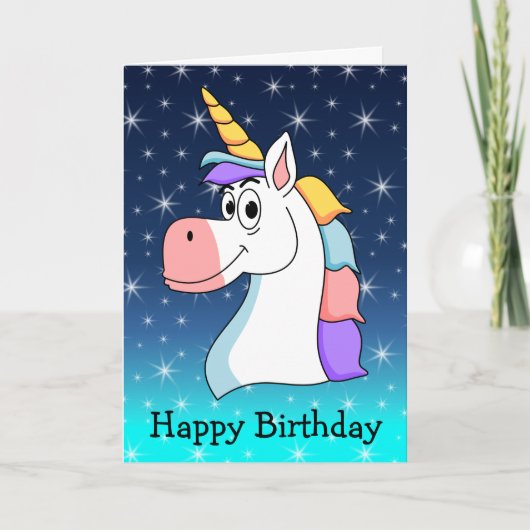 クールユニコーンのお誕生日おめでとう カード (正面)