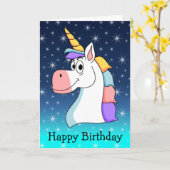 クールユニコーンのお誕生日おめでとう カード (黄色い花)