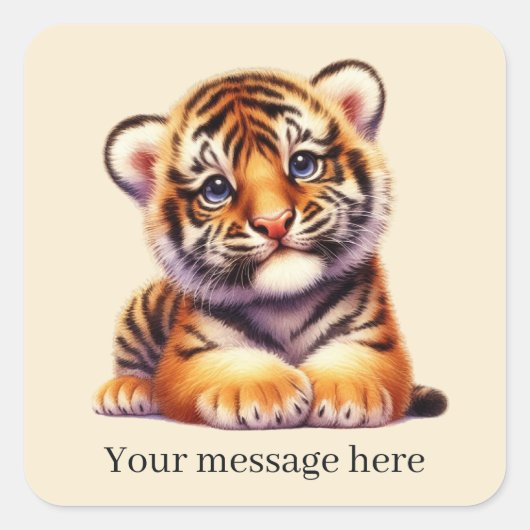クールユニセックスベビーtiger追加メッセージ スクエアシール (正面)