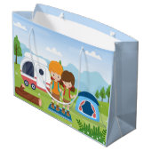 クールユニセックス子キャンプパーティー名の追加 ラージペーパーバッグ (裏面アングル)