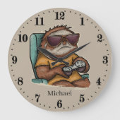 クールユニセックスsloth gaming add name ラージ壁時計 (正面)