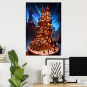 クールユニークジンガーブレッド村 | AI Art ポスター (ホームオフィス)