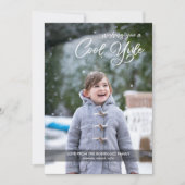 クールユール(キリスト降誕祭)スクリプトあなたの写真グリーンツリークリスマス シーズンカード (正面)