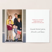 クールユール(キリスト降誕祭)スクリプトツリーあなたの写真の休日金ゴールド 箔カード (内部)