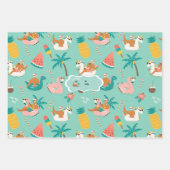 クールユール(キリスト降誕祭) 中世紀の熱帯モダンサンタ ラッピングペーパーシート (正面2)