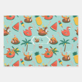 クールユール(キリスト降誕祭) 中世紀の熱帯モダンサンタ ラッピングペーパーシート (正面)