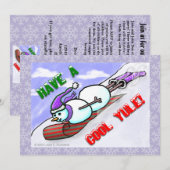 クールユール（キリスト降誕祭）雪だるま招待状 招待状 (正面/裏面)