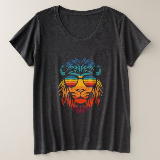 クールライオンTシャツ プラスサイズTシャツ (デザイン正面)