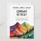 クールリトリート 緑のチームビルディング フォレスト 水彩画 招待状 (正面)