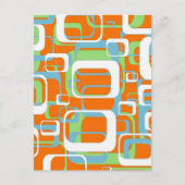 クールレトロソフトブルーの緑のオレンジと白の形 ポストカード (正面)