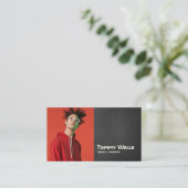 クールレトロソングライターミュージシャン写真 名刺 (スタンド正面)