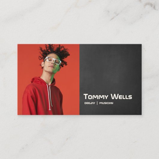 クールレトロソングライターミュージシャン写真 名刺 (正面)