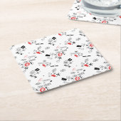 クールレトロパンク岩模様 スクエアペーパーコースター (アングル)