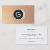 クールレトロフェイクバラ金ゴールドシークインモノグラム 名刺 (正面/裏面)