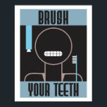 クールレトロブラシあなたの歯のポスター ポスター<br><div class="desc">ブラシ1930年代のWPAポスタースタイルからわずかに修正された歯のポスター。歯、歯ブラシ、歯磨き粉の形状は、アートデコのフォントとアイコンのスタイル与えで、こクールれらを見てユニークいる。バスルームのサインや子供へのリマインダーのための素敵なレトロアートのためのフレーム可能。彼らはセット素晴らしとして見える。</div>