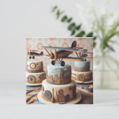 クールレトロ二面お誕生日ケーキ カード (スタンド正面)