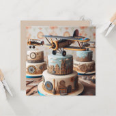 クールレトロ二面お誕生日ケーキ カード (正面/裏面インサイチュ)