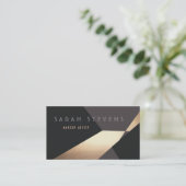 クールレトロ抽象芸術金ゴールドメイクアップアーティストシクールリーズ 名刺 (スタンド正面)