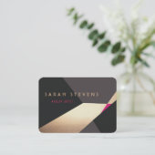 クールレトロ抽象芸術金ゴールドメイクアップアーティストモダン 名刺 (スタンド正面)