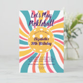 クールレトロ日が差すことストライプピックボールパーティー 招待状 (スタンド正面)