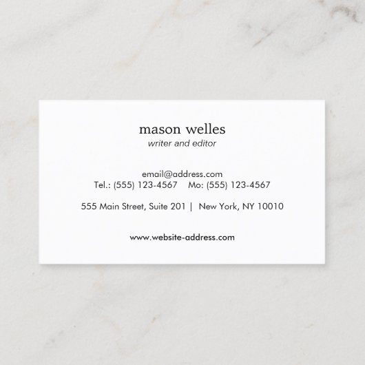 クールレトロ白黒はっきりした円 名刺 (裏面)