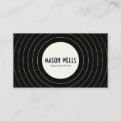 クールレトロ白黒はっきりした円 名刺 (正面)