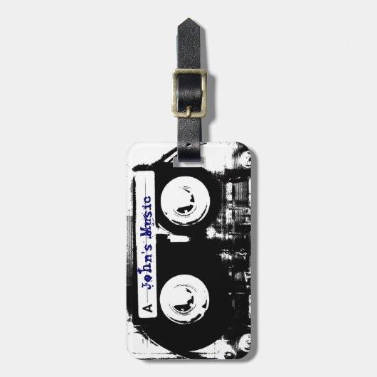 クールレトロ音楽カセットテープ、ミステープ溝 ラゲッジタグ (正面縦)