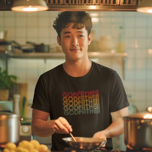 クールレトロ70の積み上げゴドファーザータイポグラフィ Tシャツ