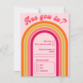 クールレトロ70ズブライトパステルピンク結婚ズ 出欠カード (正面)