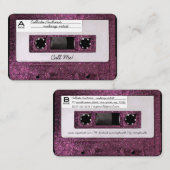 クールレトロ80のピンクグリッターカセットテープ混合テープ 名刺 (正面/裏面)