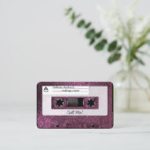 クールレトロ80のピンクグリッターカセットテープ混合テープ 名刺 (スタンド正面)