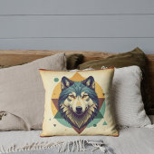 クールヴィンテージウルフ幾何学素朴な芸術 クッション