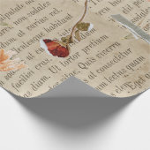 クールヴィンテージスタイルフローラと文字オールド新聞 ラッピングペーパー (角)